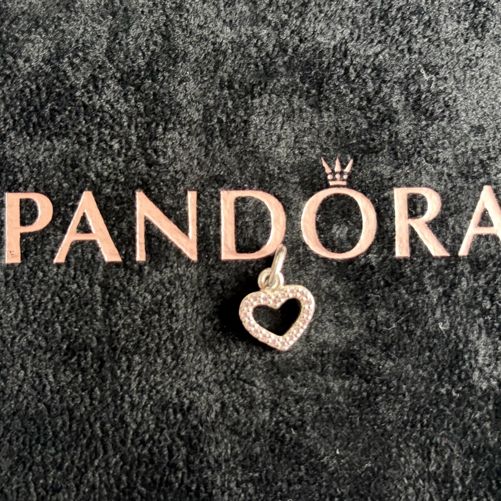Pandora Pink Heart Charm with Crystals